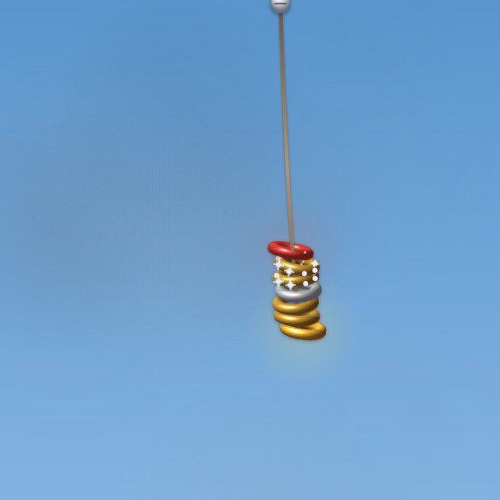 Gold task rings stacked on the thread